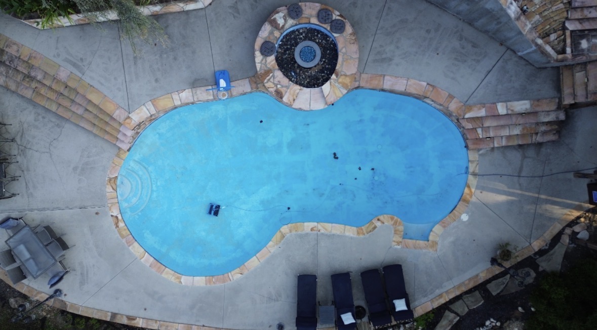 Overhead view of an inground pool inspected during a pool and spa inspection in Knoxville